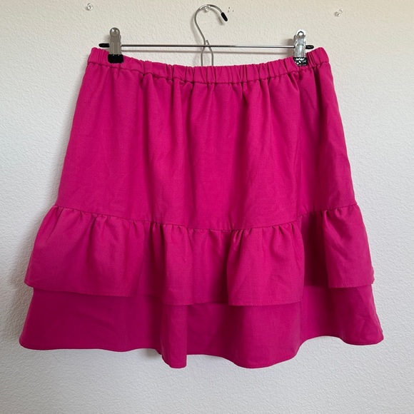 J-Crew Pink Ruffled wool blend Skirt - Picture 4 of 7